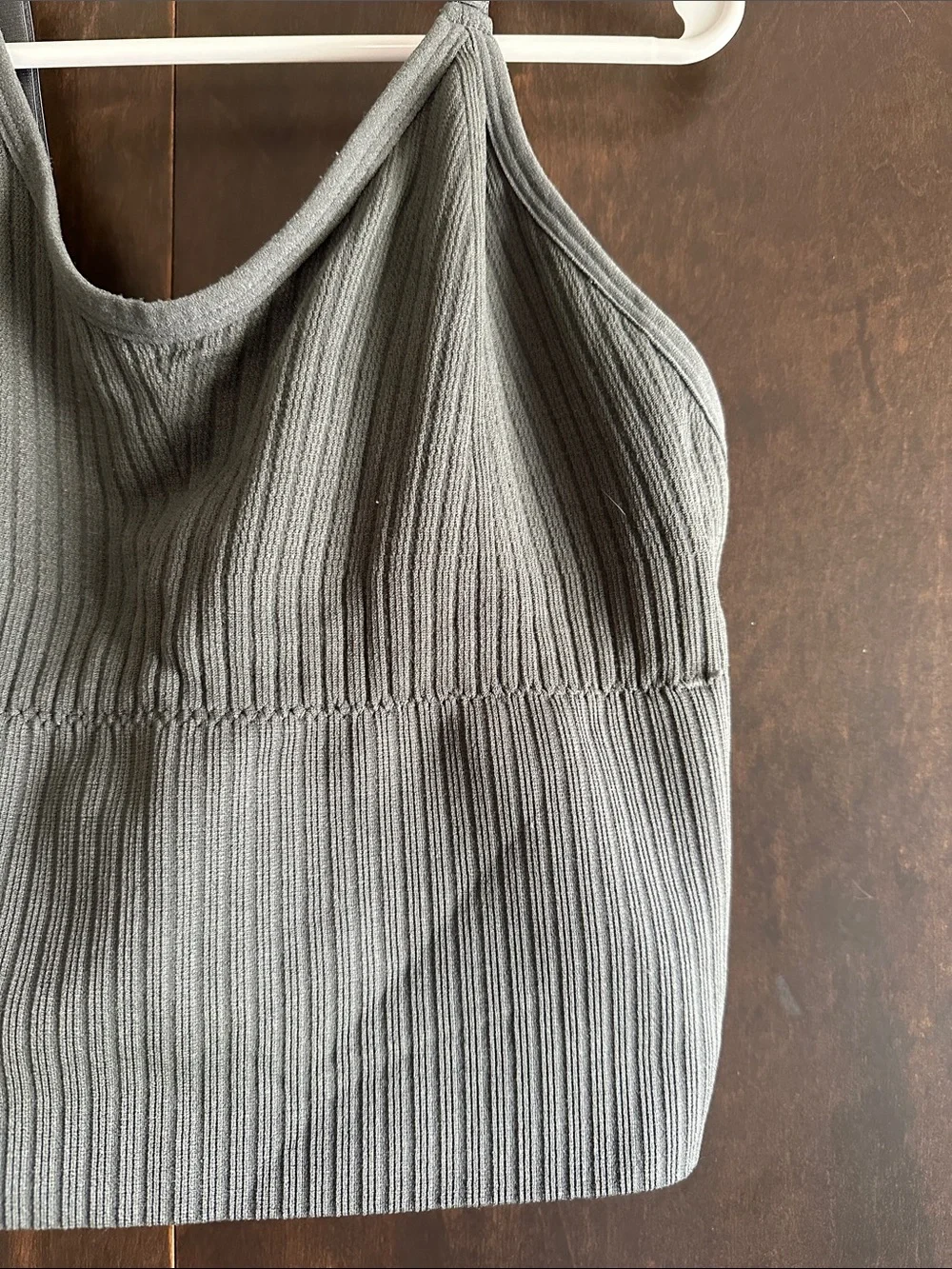 Women's Gray Ribbed Cropped Camisole Tank - Picture 2 of 3